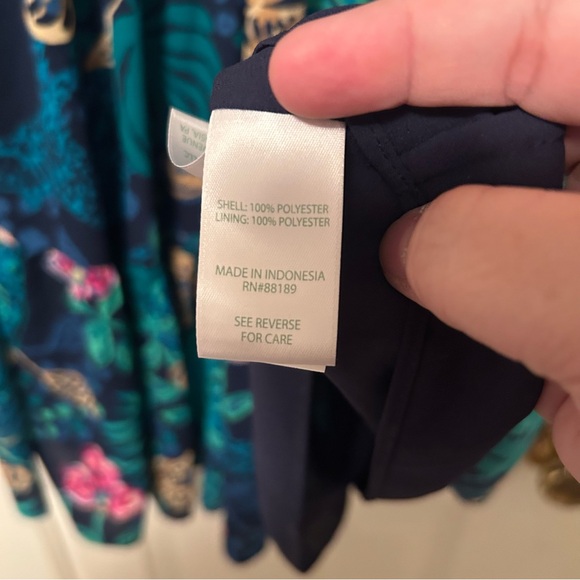 Lilly Pulitzer Gabriel Dress Navy Life of the Party Flare Sleeve Lileeze Size 00 - Picture 6 of 7